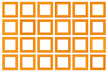 Big set of squared vintage gold frame for your design. Vintage cover. Place for text. Vintage antique beautiful rectangular frames. Template vector illustration.