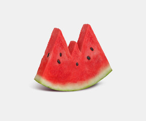 sliced fresh watermelon isolated on white background