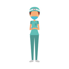 surgeon female doctor wearing medical mask character
