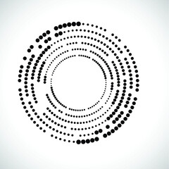 Halftone dots in circle form. round logo . vector dotted frame . design element