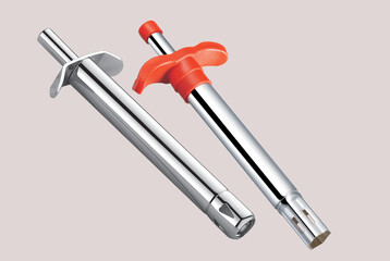 kitchen gas lighter, Regular Gas Lighter in Kitchen, stainless steel, gas stove, candles, campfire and barbecue isolated on white background.