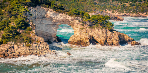 Stormy wether in Gargano National Park, Torre di San Felice location, Apulia region, Italy, Europe....