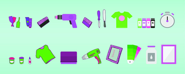a set of screen printing tools and element. vector illustration