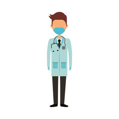 young male doctor wearing medical mask character