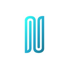 Blue N Letter Line Logo Vector