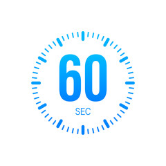 The 60 second, timer, stopwatch vector icon. Stopwatch icon in flat style. Vector stock illustration