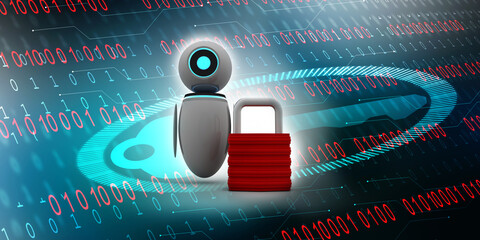 3d render robot protection lock
