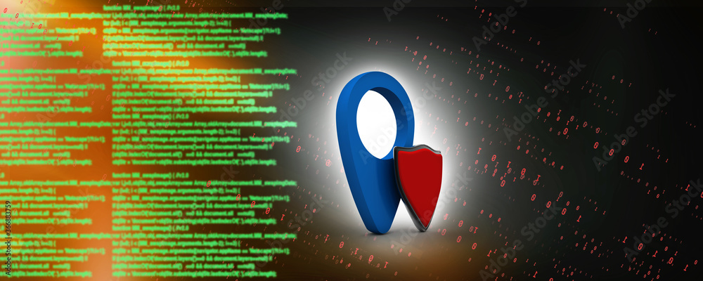 Poster 3d rendering red map pointer