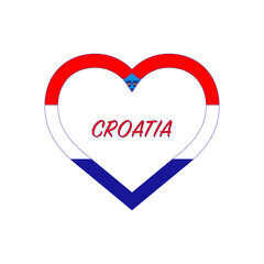 Croutia flag in heart. I love my country. sign. Stock vector illustration isolated on white background.