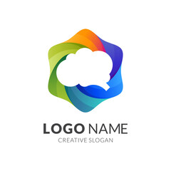brain logo template, modern 3d logo style in gradient vibrant colors