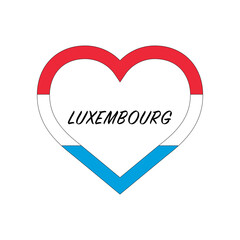 Luxembourg flag in heart. I love my country. sign. Stock vector illustration isolated on white background.