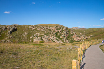 Obraz premium Beautiful landscape in Huanghuagou Huitengxile grassland near Hohhot, Inner Mongolia, China