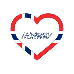 Norway flag in heart. I love my country. sign. Stock vector illustration isolated on white background.