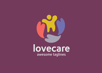 Charity Group logo designs concept, Child Care logo, People Care logo designs concept vector illustration