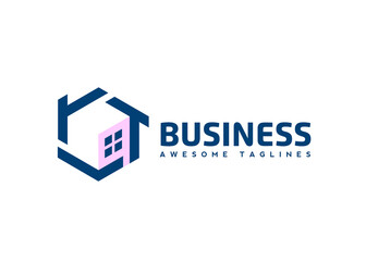 cube box 3d house Architecture and building construction logo for personal branding or company logo