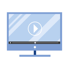 desktop computer with media player technology isolated icon