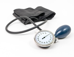 A blood pressure monitor on white background.
