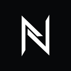 simple initial biased based vector logo design of letter N in white color with black background