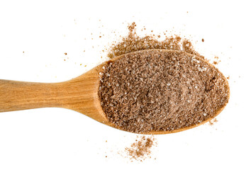 Cocoa powder with sugar isolated on white background