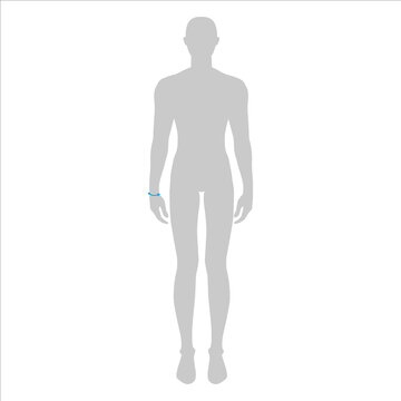 Men to do wrist measurement fashion Illustration for size chart. 7.5 head size boy for site or online shop. Human body infographic template for clothes. 