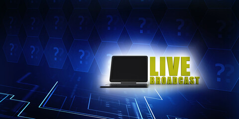 Fototapeta premium 3d rendering live broadcast Laptop 