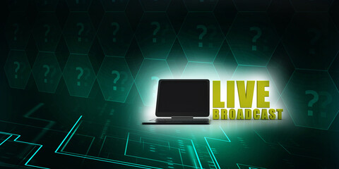 Fototapeta premium 3d rendering live broadcast Laptop 