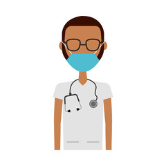 afro male doctor wearing medical mask character