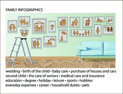 Set of Family Infographic Elements. Illustrations and Information Graphics
