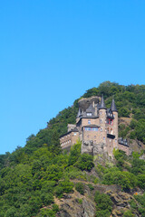Fototapeta na wymiar Katz Castle in St. Goarshausen at the River Rhine (Rhine Gorge, Germany)