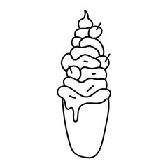 Hand drawn vector graphic Monstershake Milkshake with cherry in glass jar isolated on white background.hand drawn Monstershake Milkshake logo icon black and white.used for restaurant,cafe,bar,sticker