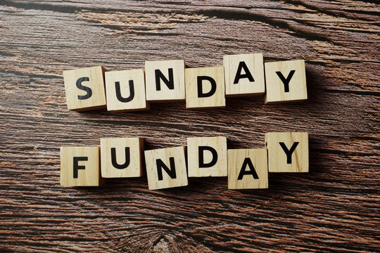 Sunday Funday alphabet letter on wooden background