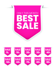 3D Realistic Sale Pink Tags Vector Collection . Isolated Vector Elements