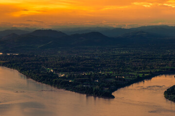 Natural background, high angle from the high mountains that can see the scenery around, the wind blows through the cool, blurred of traveling, the integrity of the moist forest