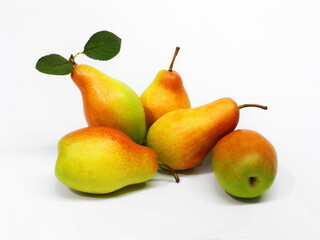 Ripe pears on white isolated background