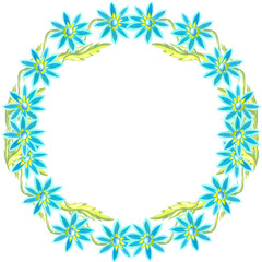 Fototapeta na wymiar round blue bright daisies frame