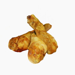 Chicken fried legs on white isolated background