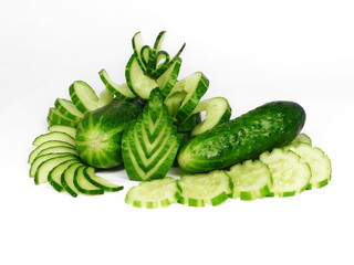 Cucumbers on white isolated background