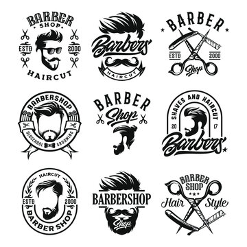 Set Barber shop Logo template