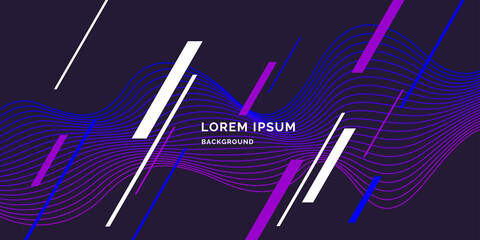 Bright poster with dynamic waves. Modern vector illustration.