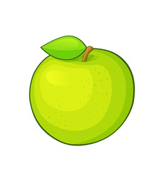 Cartoon illustration of green ripe apple