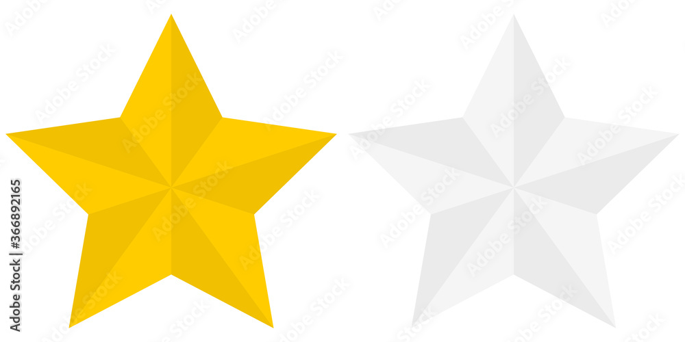 Poster set of gold and silver flat star icons isolated on a white background. eps10 vector file