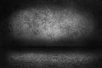 The view of the room consists of a grey concrete floor with a smooth plastered concrete wall in loft-style, Grunge Concrete Material Background Texture Wall Concept. cement floor and wall backgrounds.