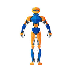 Robot Cybernetic Organism, Artificial Intelligence, Future Robotic Technology Vector Illustration on White Background.