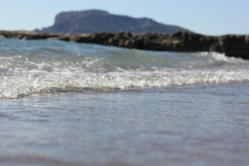 Alanya, TURKEY - August 10, 2013: Travel to Turkey. Clear blue sky. The waves of the Mediterranean...