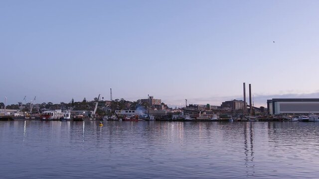 Wide Angle Of Industrial Area On Harbour, Glebe, Sydney