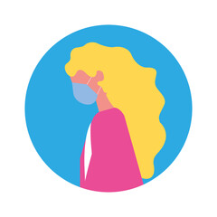 young woman wearing medical mask character