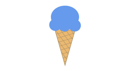 ice cream balls in the waffle cone isolated on white background.