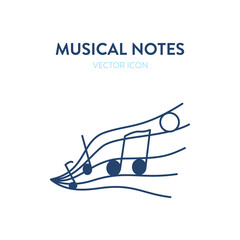 Musical notes icon. Vector abstract illustration of musical notation on a stave
