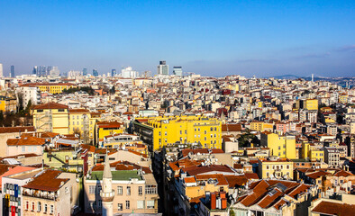 Panoramic view of Istanbul from the Galata Tower, Turkey.