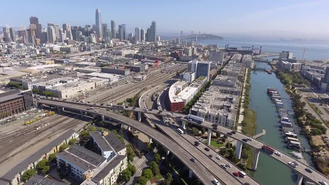 Drone Video Train Station Highway 280 Mission Creek San Francisco California